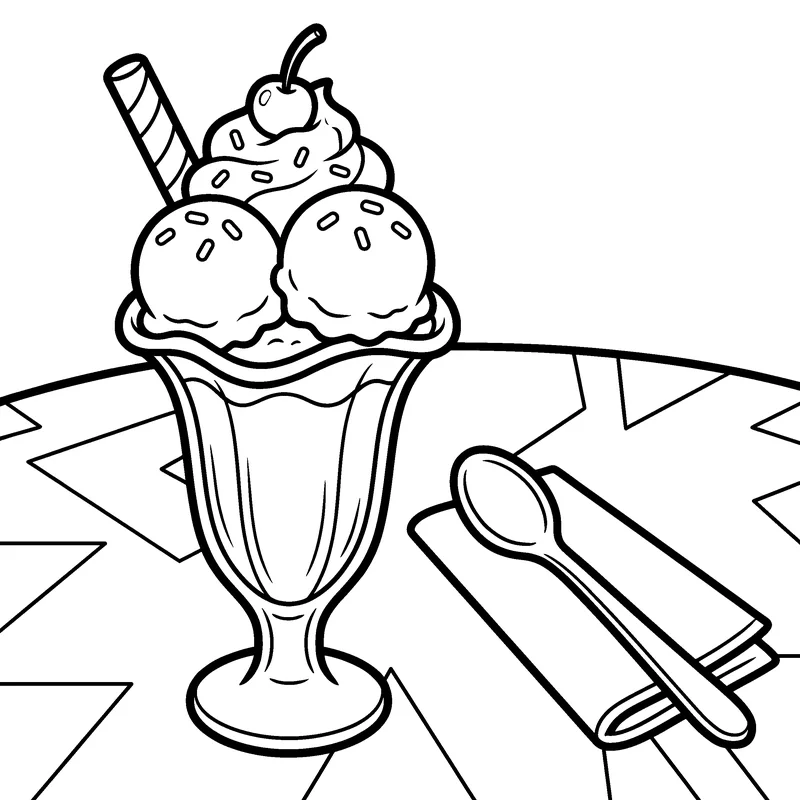 Line art page 33 of Snack Back to the 90s: Diner sundae